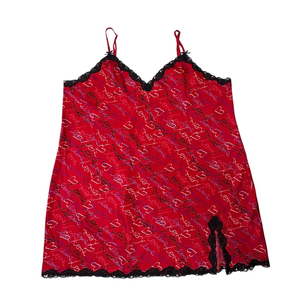 Secret Treasures 3X Red Love Heart Lace Trim Slip Dress Chemise Plus Size 22W24W